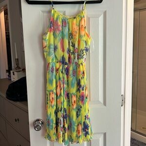 Boohoo Yellow Pleated Dress